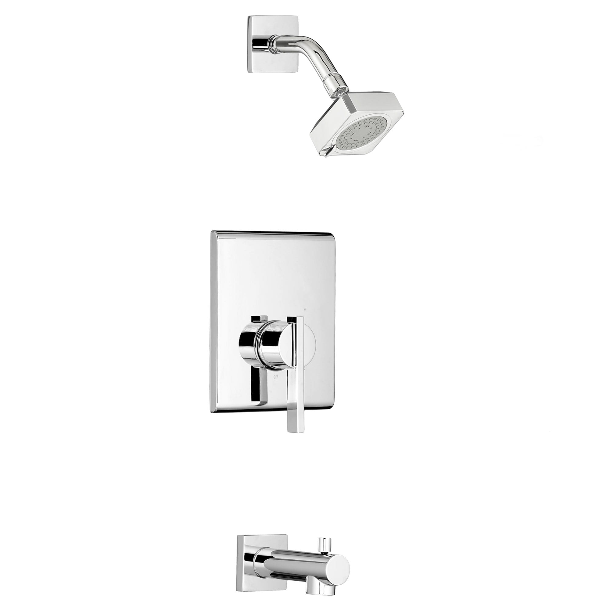 Time Square® 1.75 gpm/6.6 L/min baignoire and Garniture de douche avec Pomme de douche à économie d'eau, cartouche à double équilibre de pression en céramique avec poignée à levier